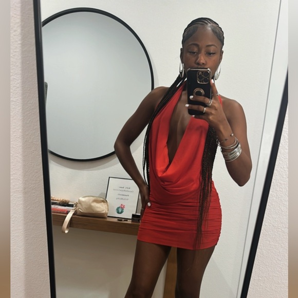 Shayna Cowl Halter Mesh Mini Skirt Set - Picture 1 of 1